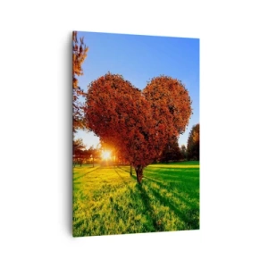 Cuadro sobre lienzo - Impresión de Imagen - Un árbol en forma de corazón en un paisaje otoñal. - 70x100cm - Y cómo no amar el otoño - Decoración de pared moderna para salón y dormitorio ARTTOR