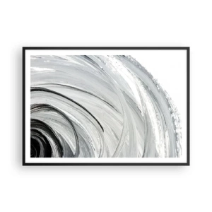 Póster en marco negro - Un remolino monocromático en tonos de gris y negro. - 100x70cm - Composición orbital - Decoración de pared moderna para salón y dormitorio ARTTOR