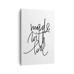 Cuadro sobre lienzo - Impresión de Imagen - Inscripción negra "Hecho con amor" sobre fondo blanco. - 80x120cm - La mejor marca - Decoración de pared moderna para salón y dormitorio ARTTOR