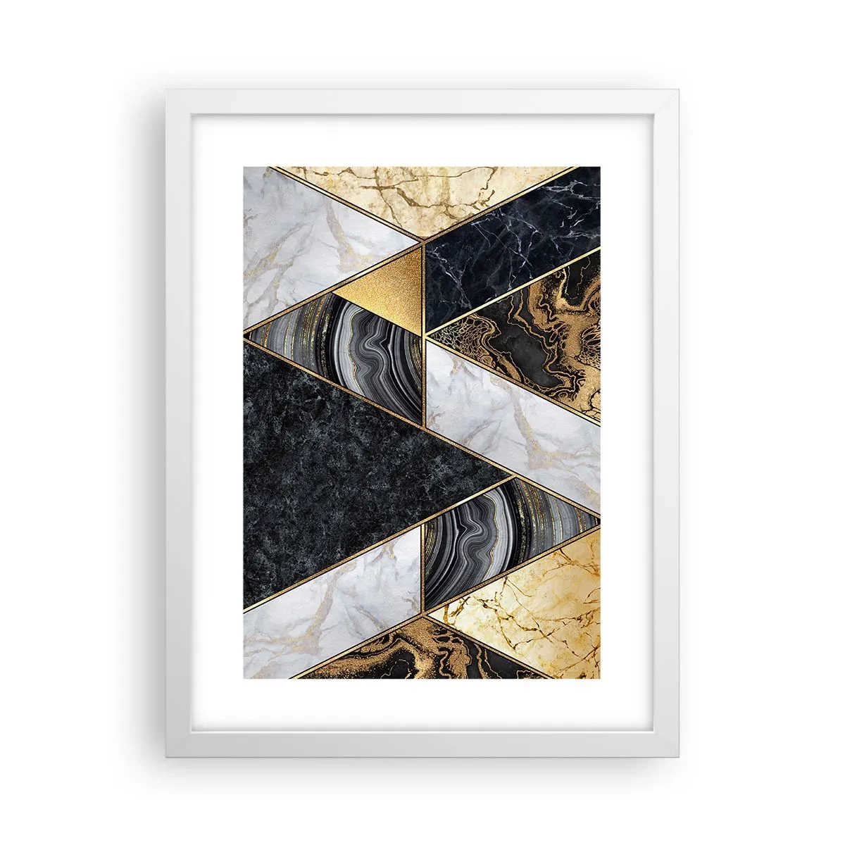 Póster en marco blanco - Collage de piedras - 30x40 cm