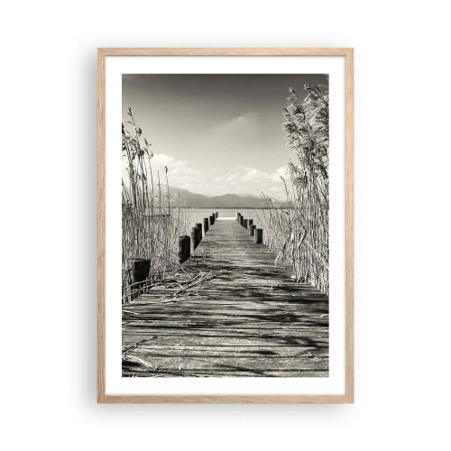 Póster en marco roble claro - En la quietud de los juncos - 50x70 cm