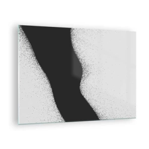 Cuadro sobre vidrio - Impresiones sobre Vidrio - Abstracción minimalista en blanco y negro con un degradado de puntos. - 70x50cm - Equilibrio suave - Decoración de pared moderna para salón y dormitorio ARTTOR