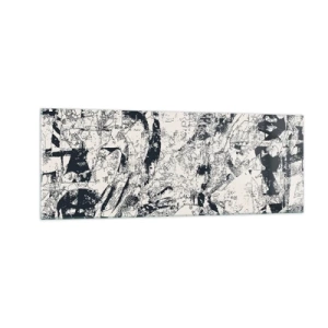 Cuadro sobre vidrio - Impresiones sobre Vidrio - Composición abstracta en blanco y negro con un diseño dinámico. - 140x50cm - La interpenetración de los opuestos - Decoración de pared moderna para salón y dormitorio ARTTOR