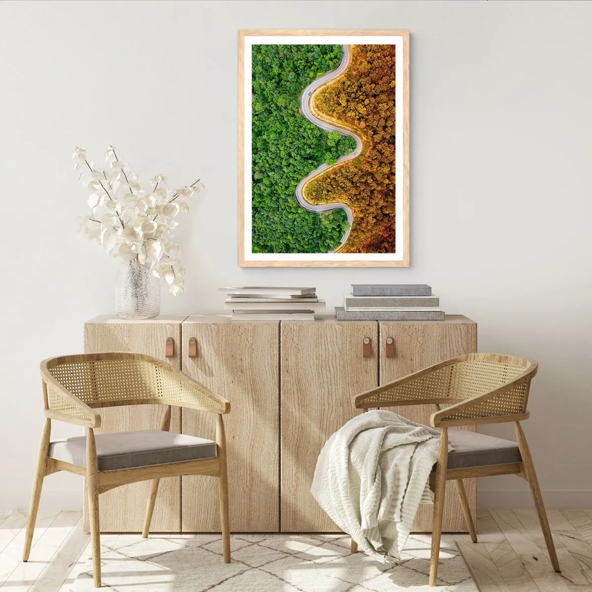 Póster en marco roble claro - Frontera serpenteante - 50x70 cm