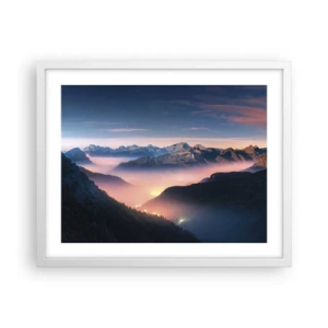 Póster en marco blanco - Luz en los valles - 50x40 cm