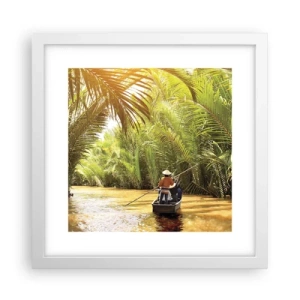 Póster en marco blanco - En un túnel de palmeras - 30x30 cm