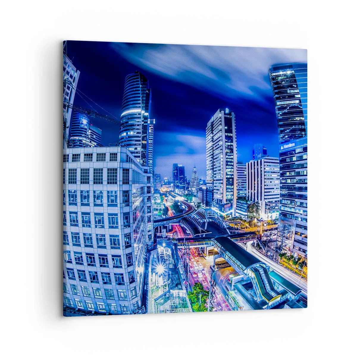 Cuadro sobre lienzo - Impresión de Imagen - Ritmos de la ciudad nocturna - 50x50 cm