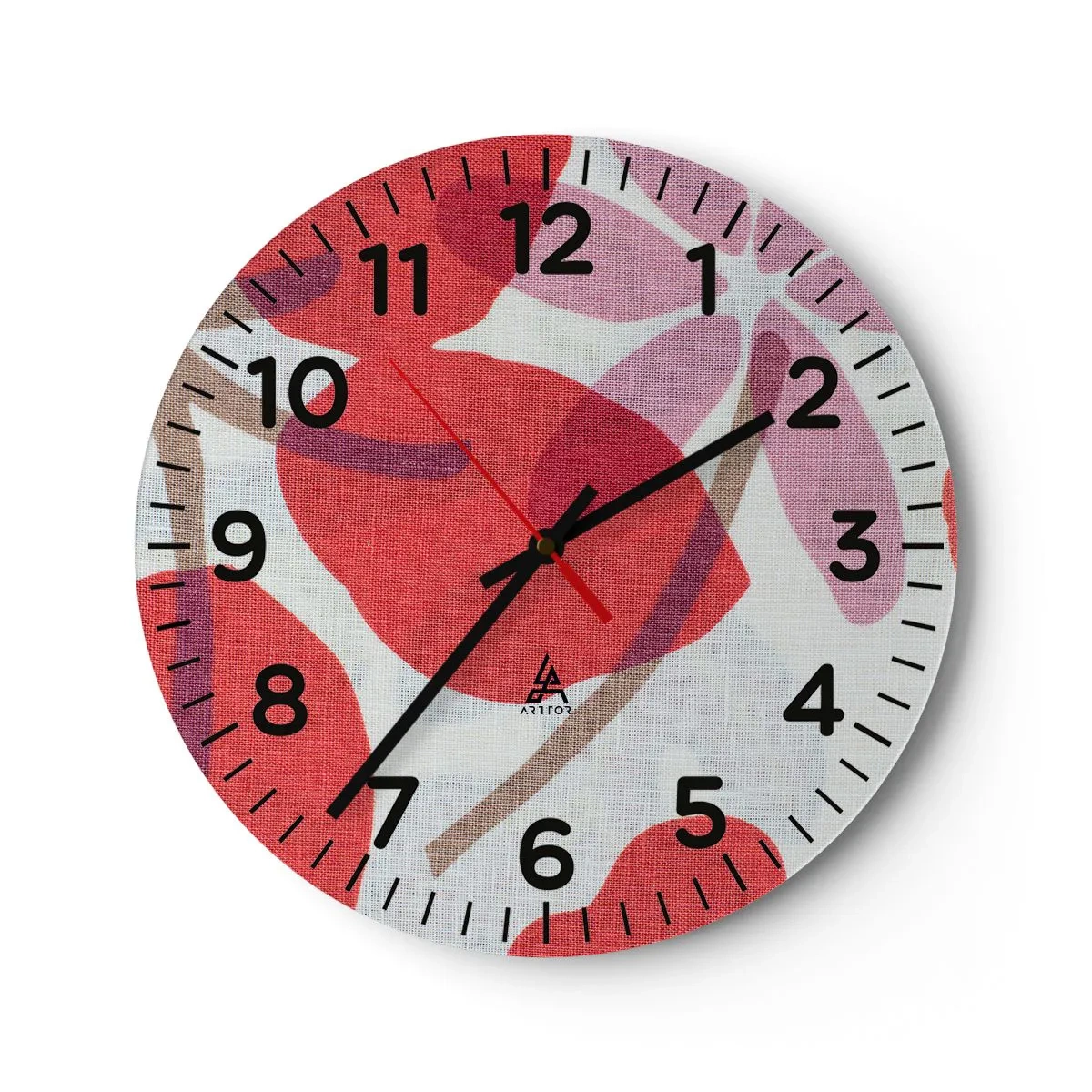 Reloj de pared - Reloj de vidrio - Composición floral en rosa - 30x30 cm
