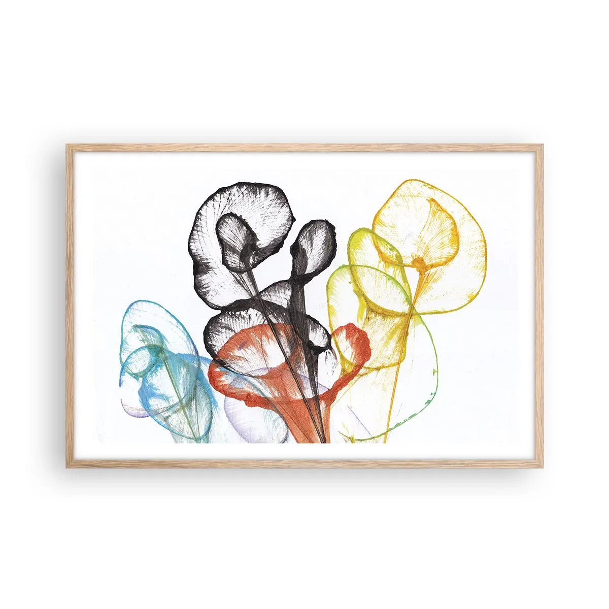 Póster en marco roble claro - Flores con alma - 91x61 cm