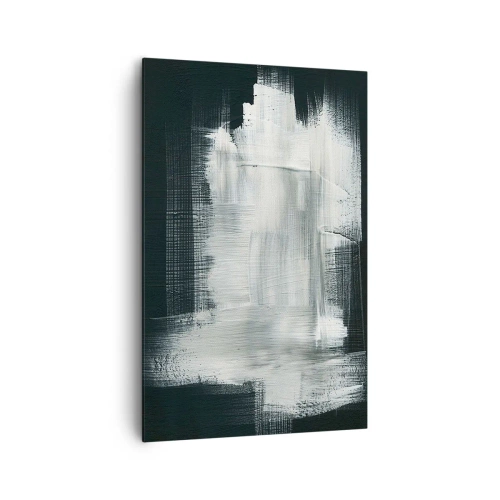 Cuadro sobre lienzo - Impresión de Imagen - Trazos abstractos blancos sobre un fondo oscuro - 80x120cm - Tejido vertical y horizontal - Decoración de pared moderna para salón y dormitorio ARTTOR