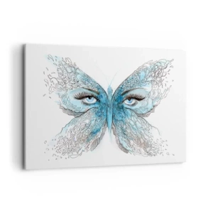 Cuadro sobre lienzo - Impresión de Imagen - Acuarela artística de una mariposa con ojos azules. - 120x80cm - Mirada de mariposa - Decoración de pared moderna para salón y dormitorio ARTTOR