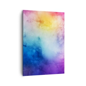 Cuadro sobre lienzo - Impresión de Imagen - Una composición abstracta en tonos pastel de rosa y azul. - 50x70cm - Casi en el séptimo cielo - Decoración de pared moderna para salón y dormitorio ARTTOR