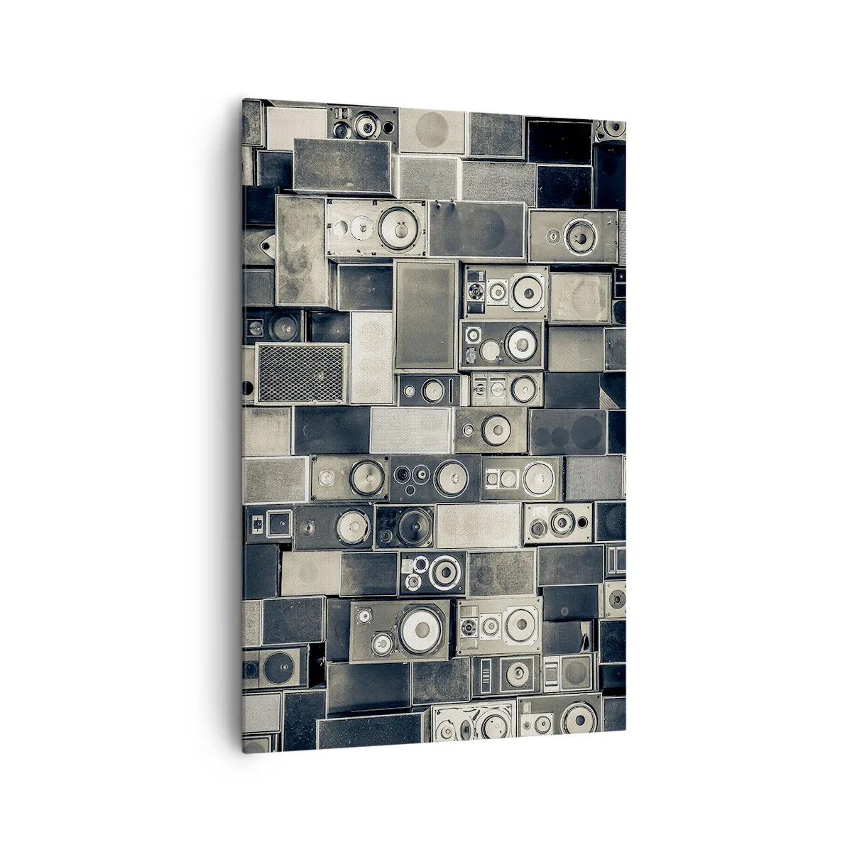 Cuadro sobre lienzo - Impresión de Imagen - Colección de altavoces de estilo retro - 80x120cm - Y todo fluye - Decoración de pared moderna para salón y dormitorio ARTTOR
