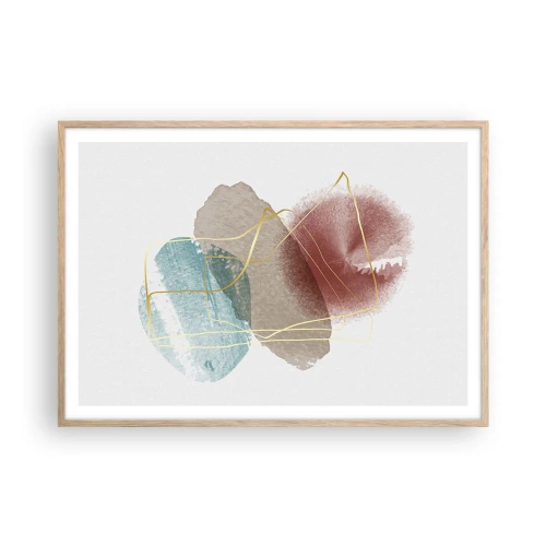 Póster en marco roble claro - Abstracción coral del espacio - 100x70 cm