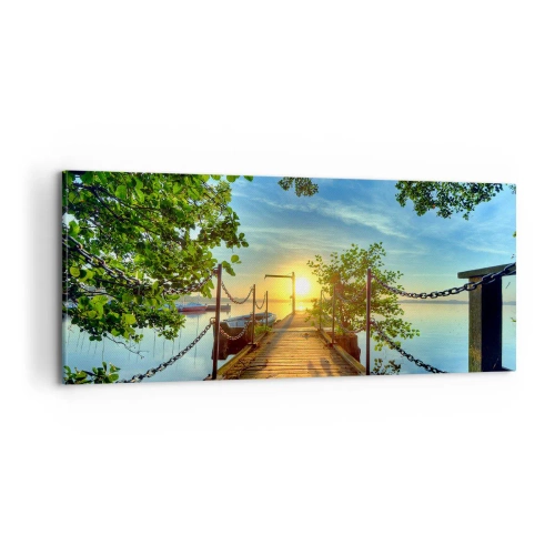 Cuadro sobre lienzo - Impresión de Imagen - Atardecer junto al agua - 100x40 cm