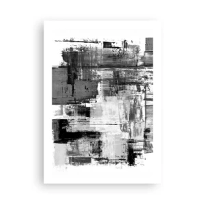 Póster - Composición abstracta en tonos de negro, blanco y gris. - 50x70cm - El gris es hermoso - Decoración de pared moderna para salón y dormitorio ARTTOR