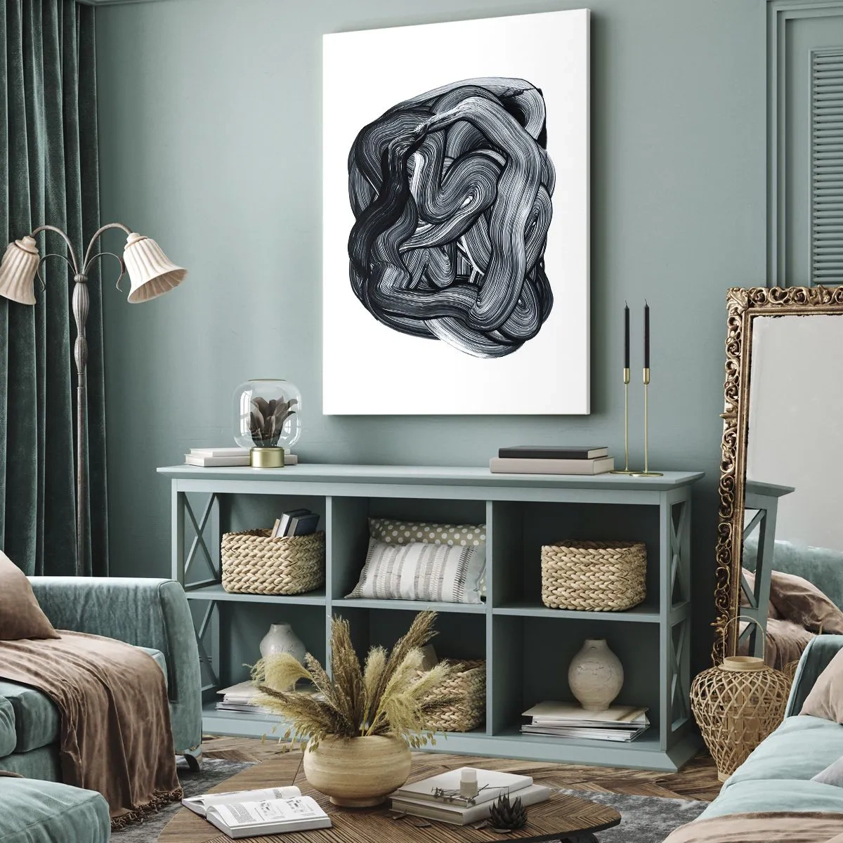 Cuadro sobre lienzo - Impresión de Imagen - Composición abstracta en tonos de gris - 50x70cm - No es tan sencillo - Decoración de pared moderna para salón y dormitorio ARTTOR