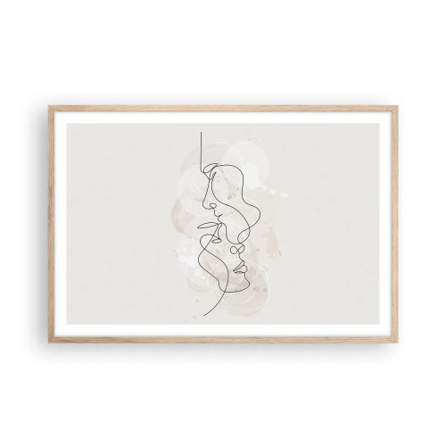 Póster en marco roble claro - En un abrazo - 91x61 cm