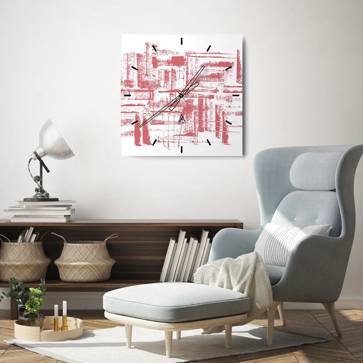 Reloj de pared - Reloj de vidrio - Ciudad roja - 40x40 cm