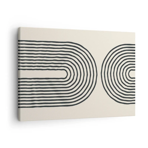 Cuadro sobre lienzo - Impresión de Imagen - Patrón geométrico abstracto con líneas simétricas sobre un fondo claro. - 70x50cm - Próximamente... - Decoración de pared moderna para salón y dormitorio ARTTOR