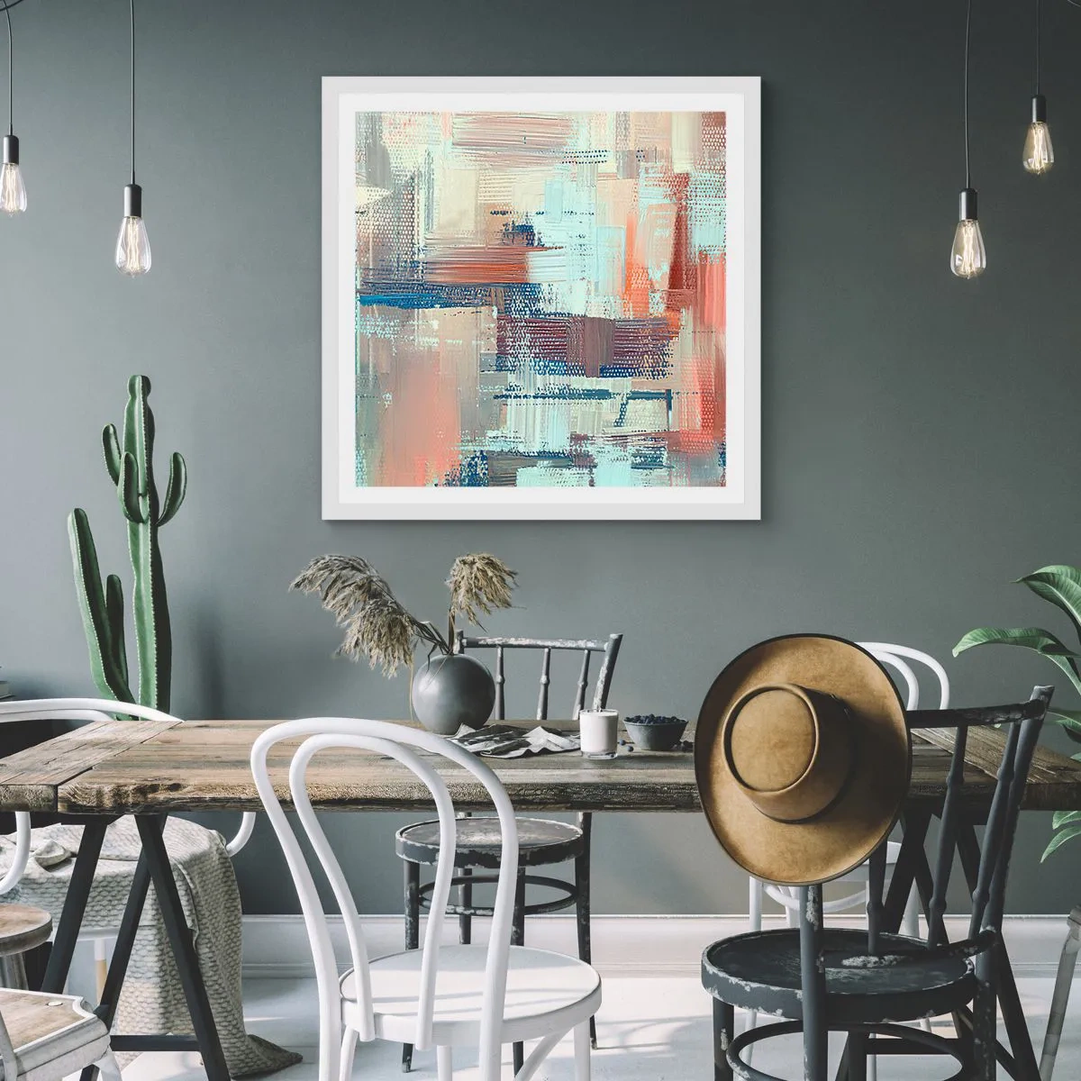 Póster en marco blanco - Alcanzando la luz - 40x40 cm