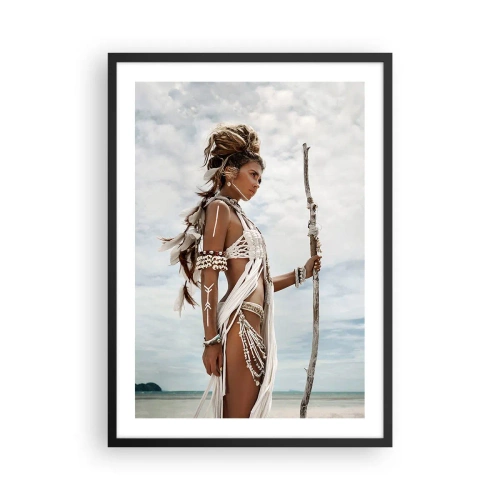 Póster en marco negro - Figura estilizada de una mujer en un entorno tropical. - 50x70cm - Reina de los trópicos - Decoración de pared moderna para salón y dormitorio ARTTOR