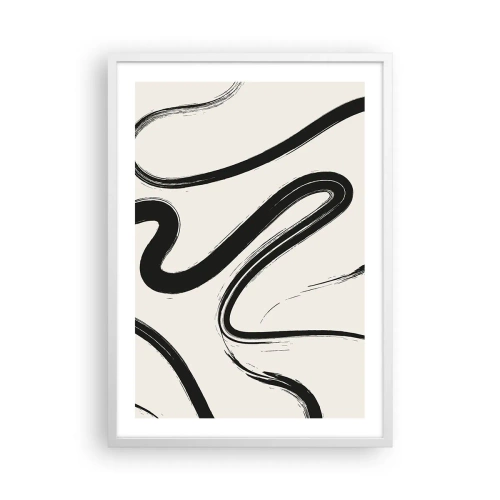 Póster en marco blanco - Fantasía en blanco y negro - 50x70 cm