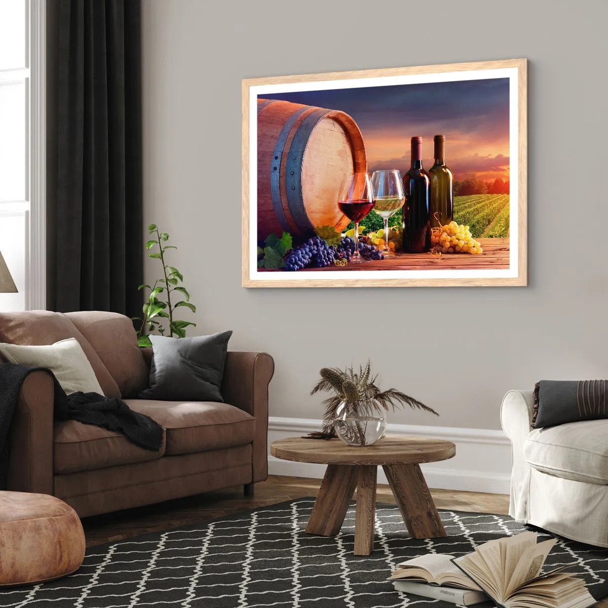 Póster en marco roble claro - Aquí la vida tiene un sabor - 100x70 cm