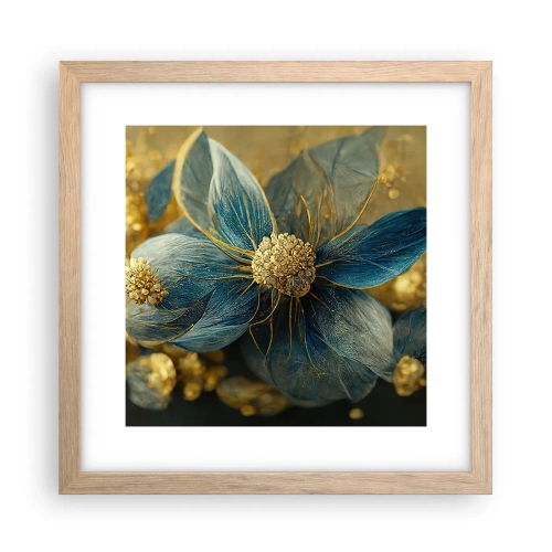 Póster en marco roble claro - Flor de oro - 30x30 cm