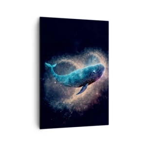 Cuadro sobre lienzo - Impresión de Imagen - Una ballena espacial con una galaxia al fondo. - 70x100cm - Existe un mundo diferente - Decoración de pared moderna para salón y dormitorio ARTTOR