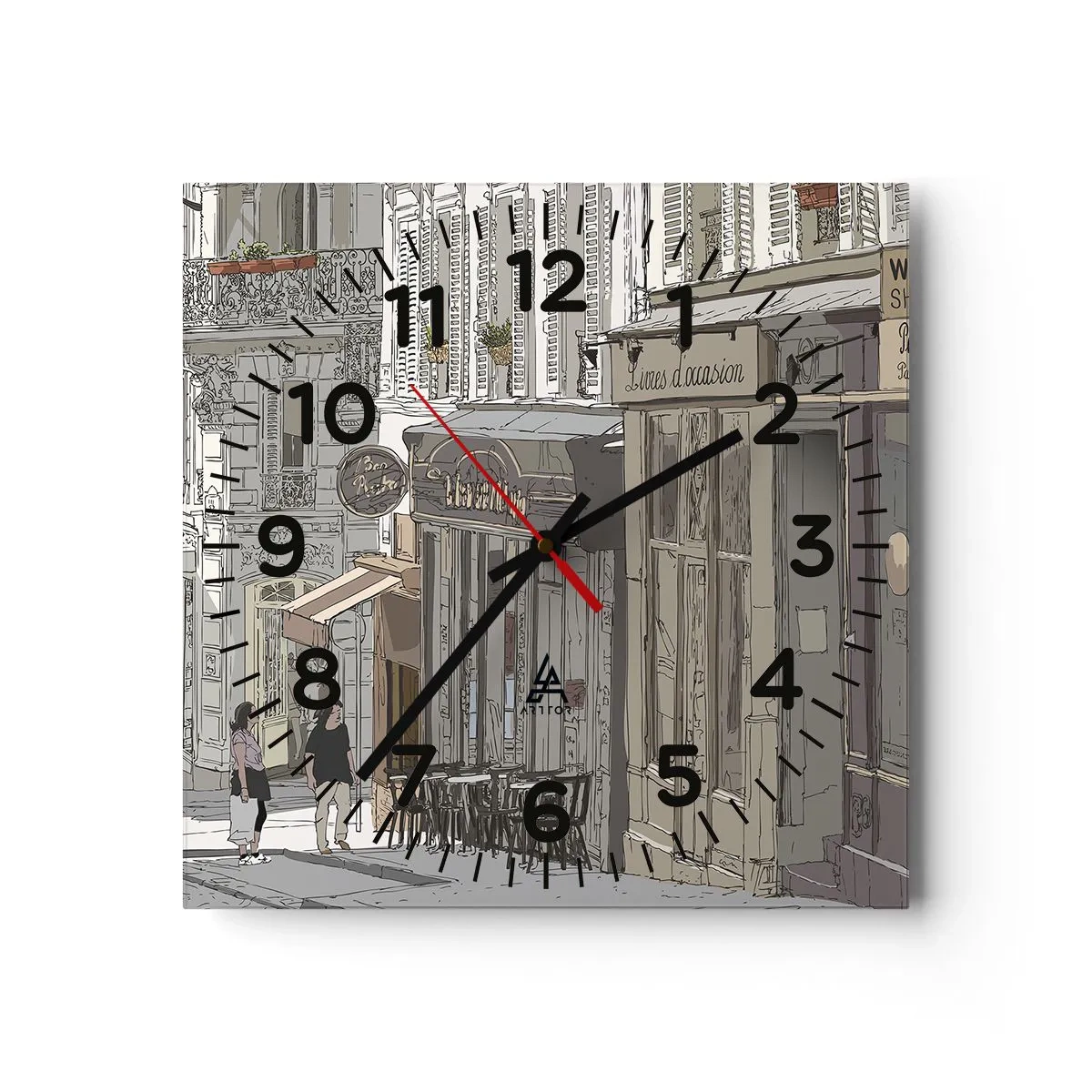 Reloj de pared - Reloj de vidrio - Alegrías urbanas - 30x30 cm