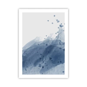 Póster - Ondas de acuarela en tonos azules - 50x70cm - Tul azul - Decoración de pared moderna para salón y dormitorio ARTTOR