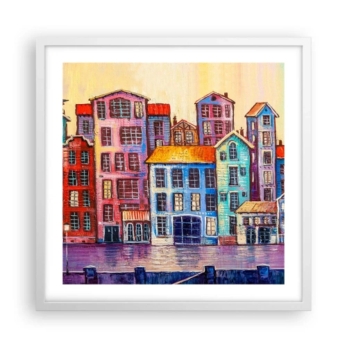 Póster en marco blanco - Una ciudad como un cuento de hadas - 50x50 cm