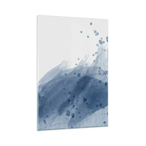 Cuadro sobre vidrio - Impresiones sobre Vidrio - Manchas y rayas abstractas en tonos azules - 80x120cm - Tul azul - Decoración de pared moderna para salón y dormitorio ARTTOR