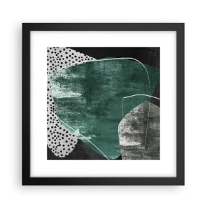 Póster en marco negro - Abstracción colorista con un copo de oro - 30x30 cm