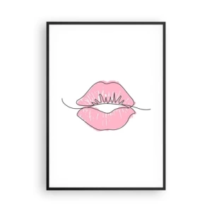 Póster en marco negro - ¿Listo para un beso? - 70x100 cm