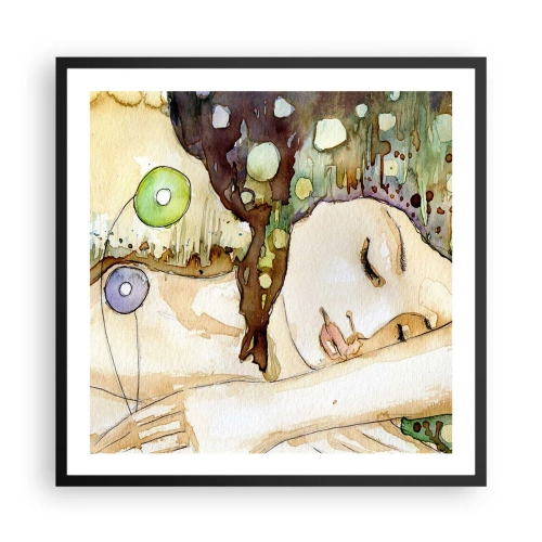 Póster en marco negro - Sueño esmeralda y violeta - 60x60 cm