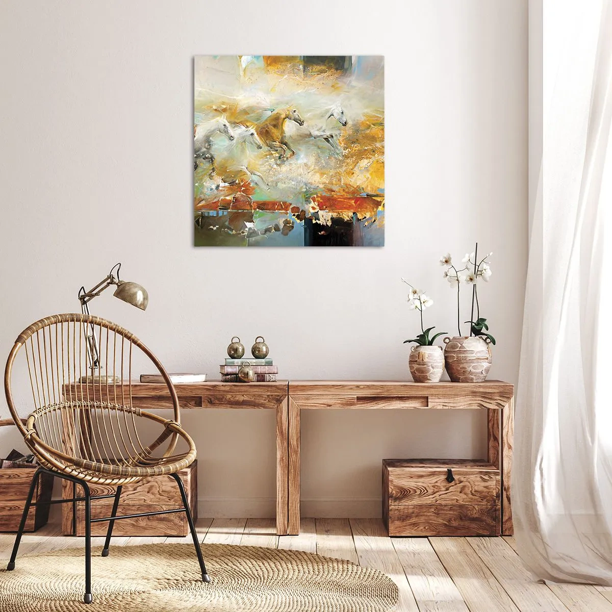Cuadro sobre lienzo - Impresión de Imagen - Galopando a través de la luz - 30x30 cm