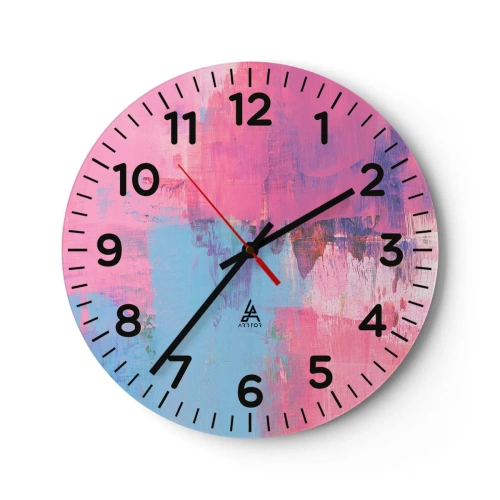 Reloj de pared - Reloj de vidrio - Rosa, azul y una pizca de luz - 30x30 cm