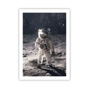 Póster - Astronauta en la Luna con vistas a las estrellas - 50x70cm - Saludos desde la Luna - Decoración de pared moderna para salón y dormitorio ARTTOR
