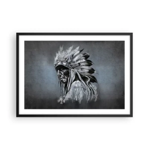 Póster en marco negro - Retrato de un jefe indio con un tocado tradicional - 70x50cm - Regreso a las raíces - Decoración de pared moderna para salón y dormitorio ARTTOR