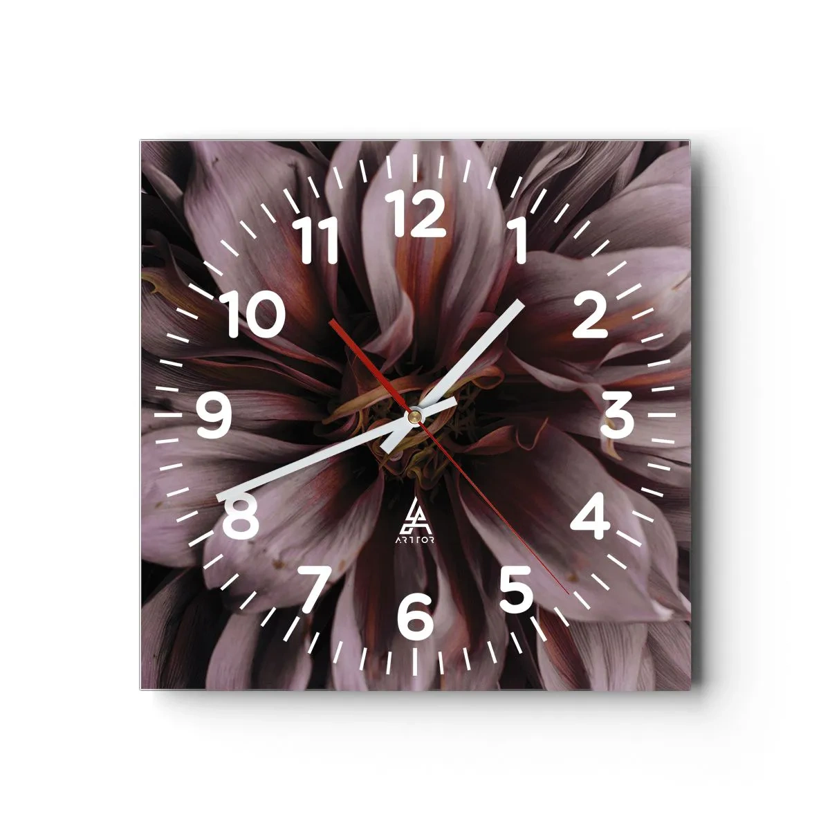 Reloj de pared - Reloj de vidrio - Corazón floral - 30x30 cm