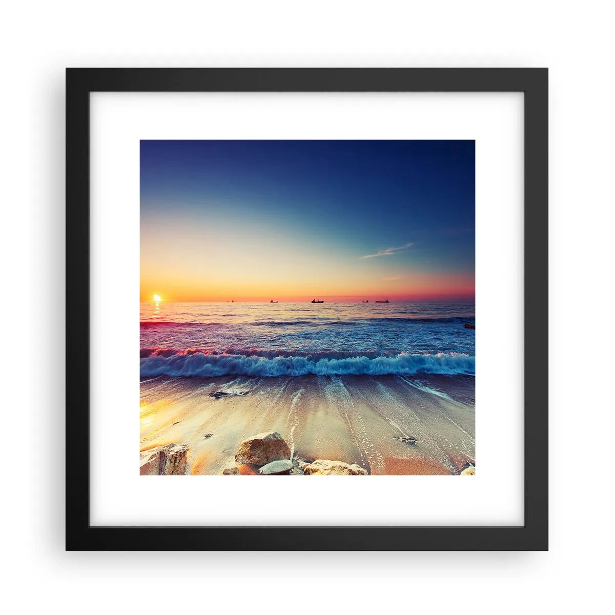 Póster en marco negro - ¿Y qué hay tras el horizonte? - 30x30 cm