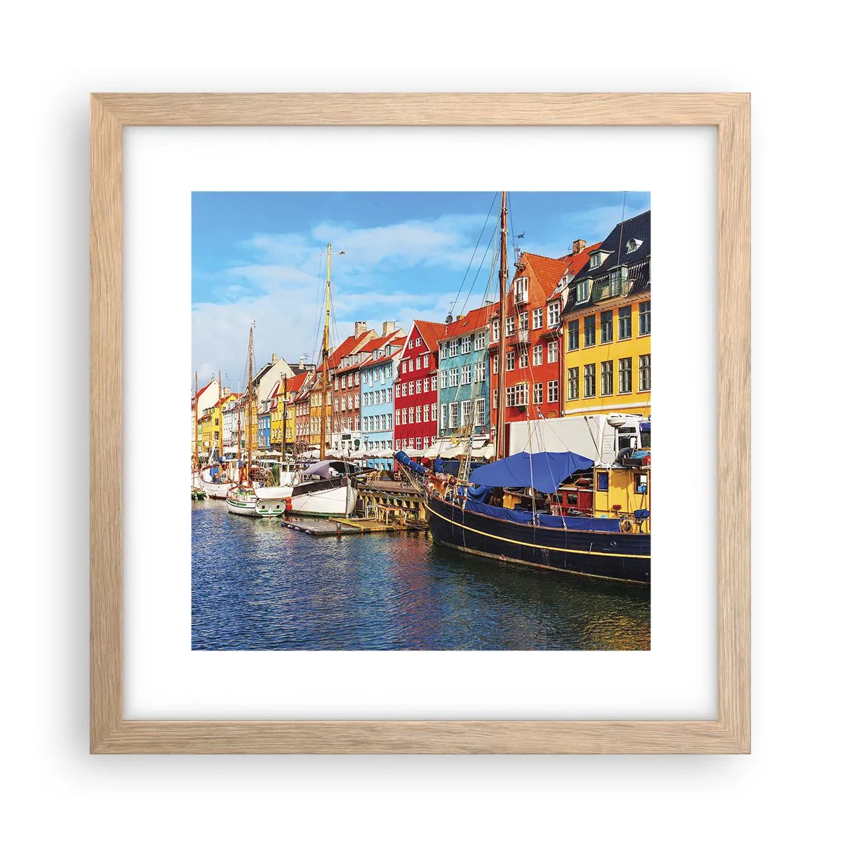 Póster en marco roble claro - Muelle alegre - 30x30 cm