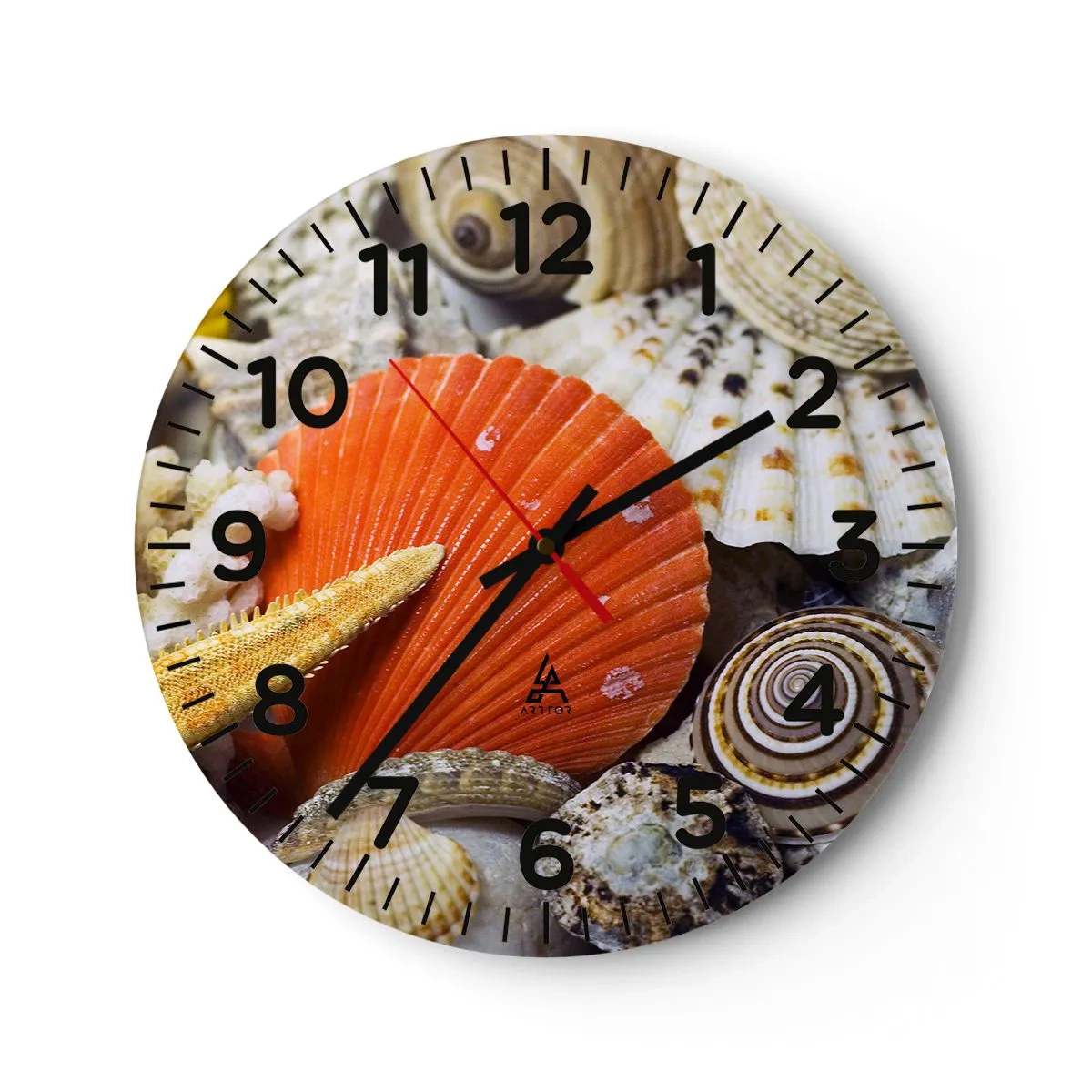Reloj de pared - Reloj de vidrio - Tesoros del océano - 40x40 cm