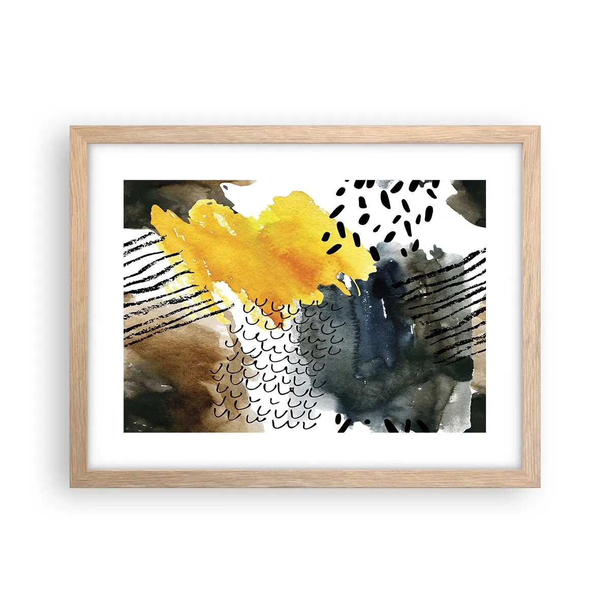 Póster en marco roble claro - Reunión de los elementos - 40x30 cm