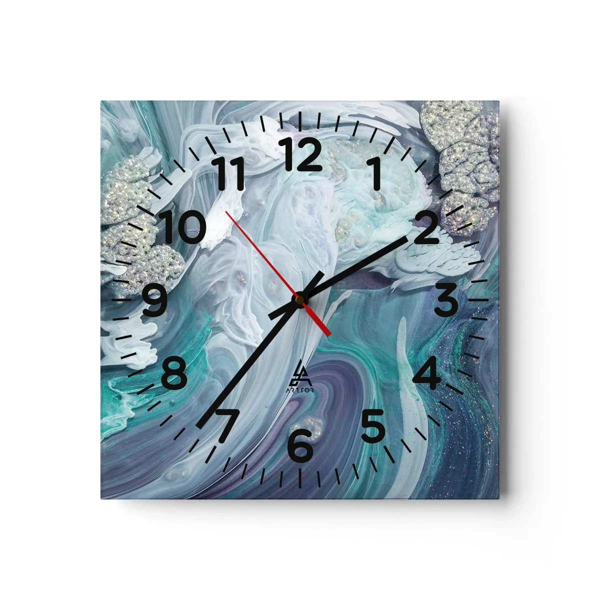 Reloj de pared - Reloj de vidrio - Corrientes de azul - 40x40 cm