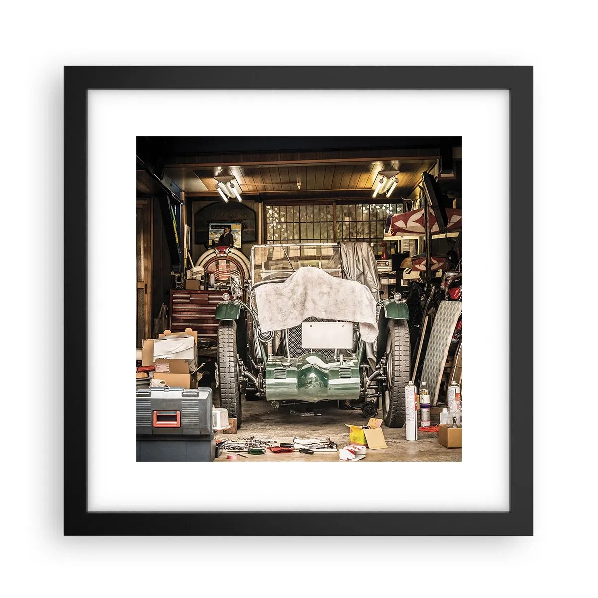 Póster en marco negro - Volver al pasado - 30x30 cm