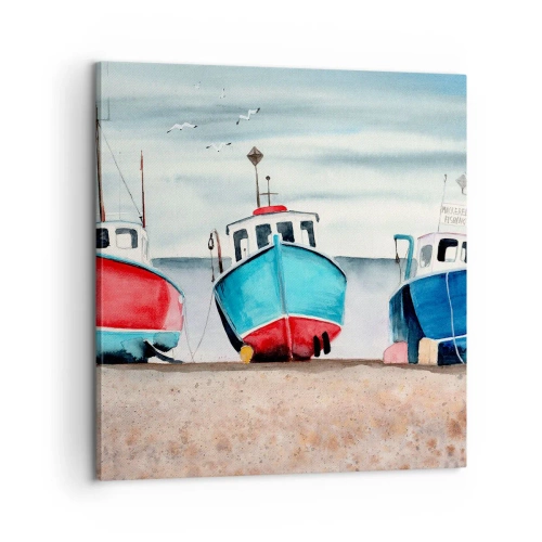 Cuadro sobre lienzo - Impresión de Imagen - Listos para la pesca - 60x60 cm