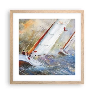 Póster en marco roble claro - Surcando las olas - 40x40 cm